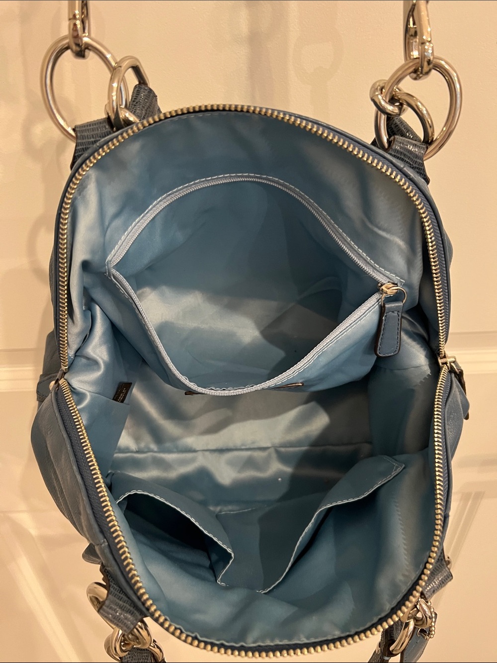 Coach 19296 Kristin Blue Leather Crossbody Satchel - Picture 9 of 16